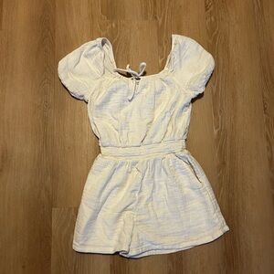 Aerie White Puff Sleeve Romper
